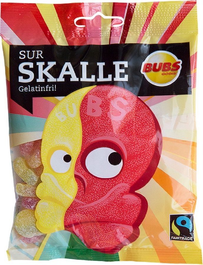 Bubs Goody Swedish Candy Sour Skulls 3.17 oz Bag