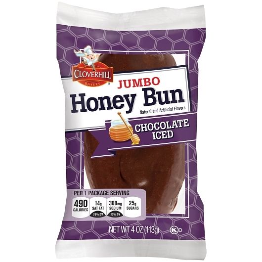 Cloverhill Jumbo Chocolate Iced Honeybun 4 oz 6 ct
