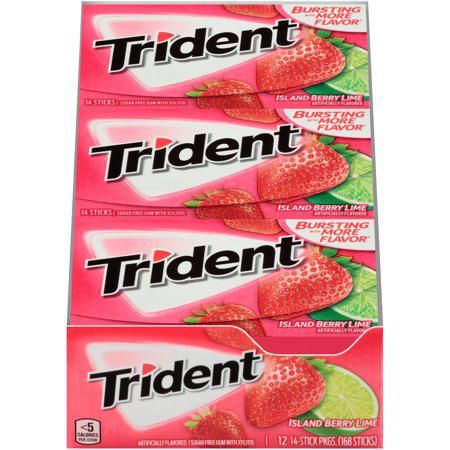 Trident 12 Ct 14 Sticks Island Berry Lime Gum Tray