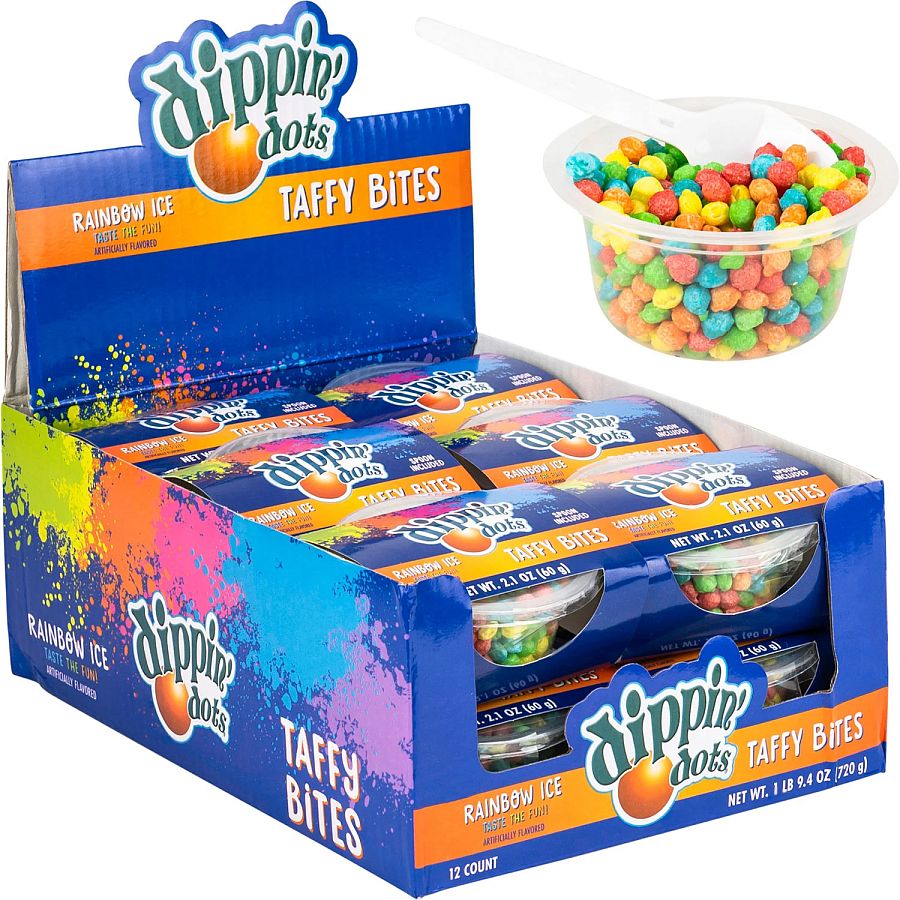 Dippin Dots Taffy Bites Rainbow Ice Cup 2.1 oz 12 ct