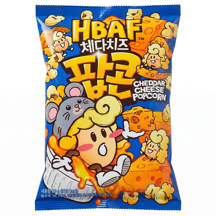HBAF Korea Import Cheddar Cheese Popcorn 2.82 oz 12 ct
