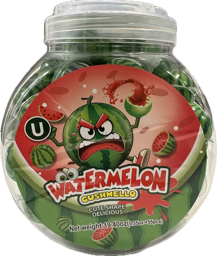 Gushmello Liquid Filled Gummy Watermelon Candy Jar 55 ct