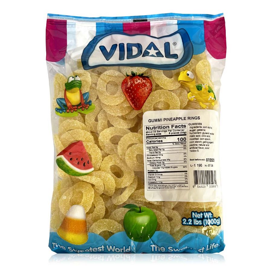 Vidal 2.2 Lb Pineapple Rings Gummi Bulk Yellow