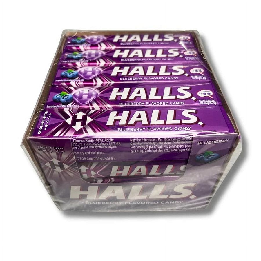 Halls Cough Drops Blueberry Import Flavor 20 ct tray