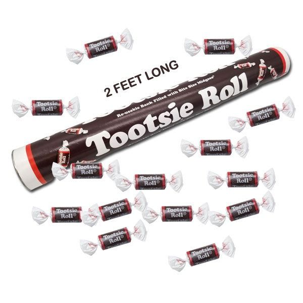 Mega Tube Candy Bank HUGE 24" Tall Tootsie Rolls 16.45 oz