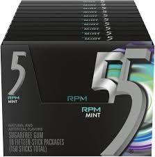 Wrigley 5 Sugar Free Gum RPM Mint 10 Pack 15 Count Each