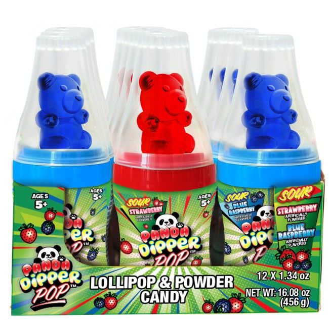 Sour Panda Bear Dipper Pop Candy Powder 1.34oz 12 ct