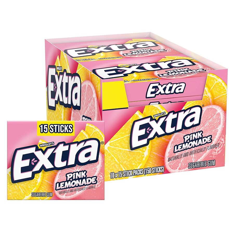 EXTRA Pink Lemonade Chewing Gum 10 count 15 sticks
