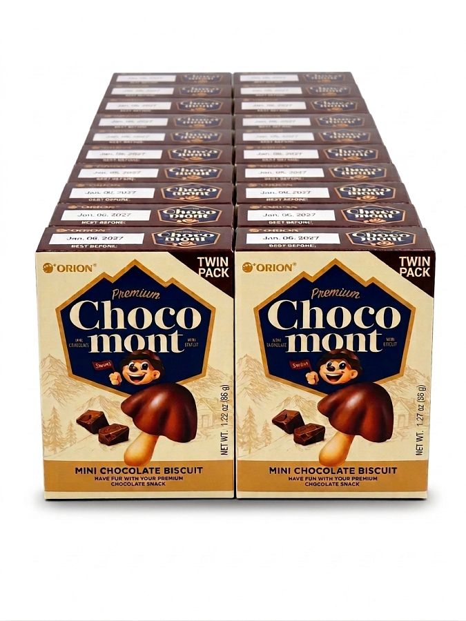 ORION Choco Mont Chocolate Mushroom Biscuit 1.2oz Twin pack 8 ct