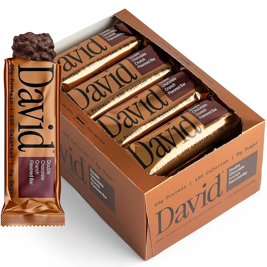 David Bronze Double Chocolate Crunch High Protein Bars 2.05oz 12ct