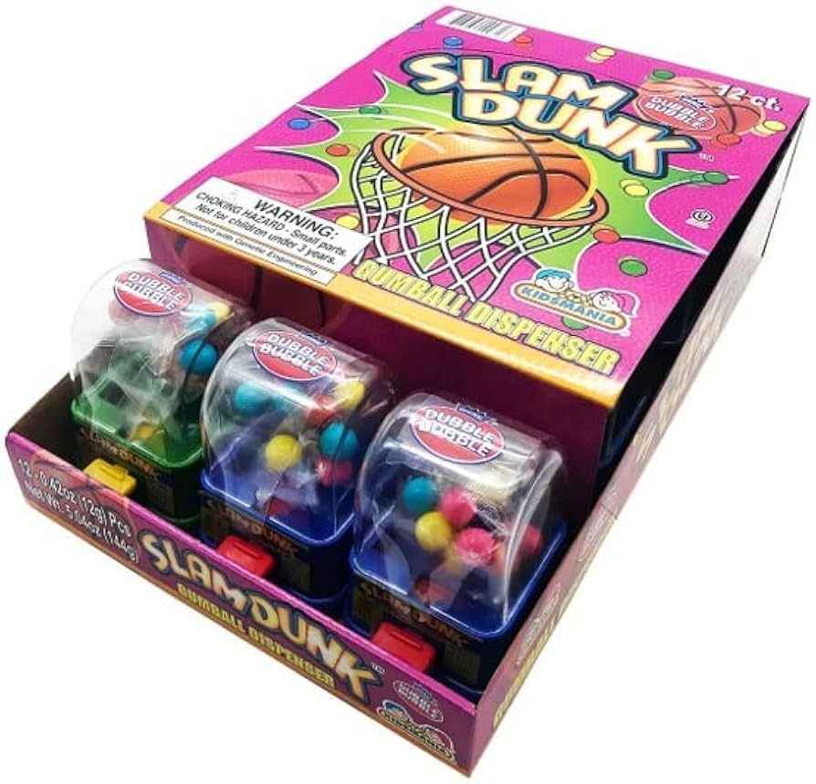 Dubble Bubble 12 Ct 0.42 Oz Slam Dunk Gumball Dispenser