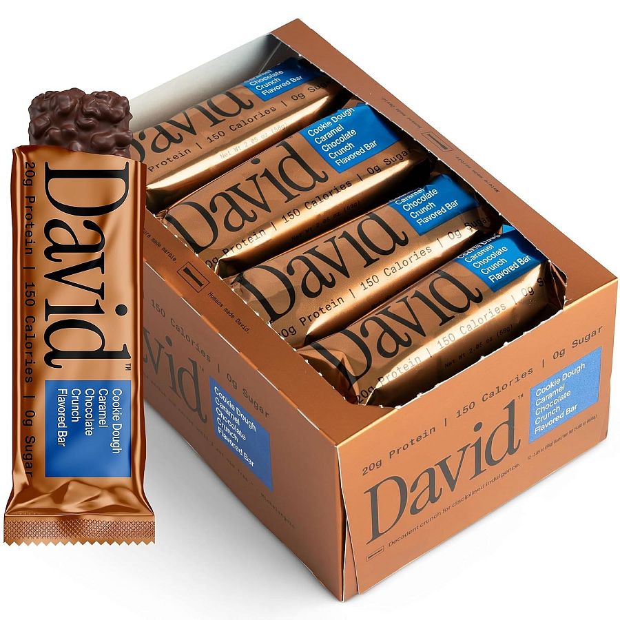 David Bronze Cookie Dough Caramel High Protein Bars 2.05oz 12ct