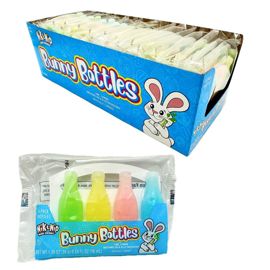 Nik L Nip Easter Bunny Wax Candy Bottles 4pk 18ct