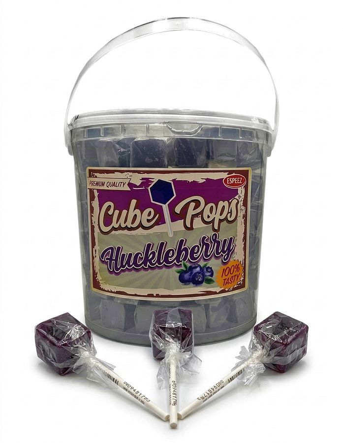 Espeez Cube Pops Lollipops Huckleberry Tub 100ct