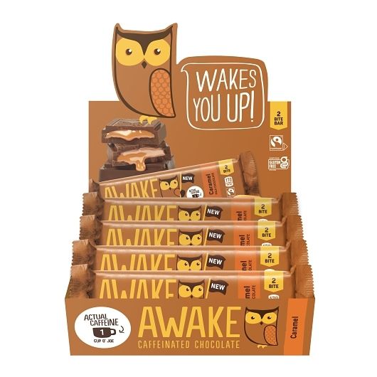 Awake Caffeine Chocolate Bar Milk Caramel 1.2oz 20 ct