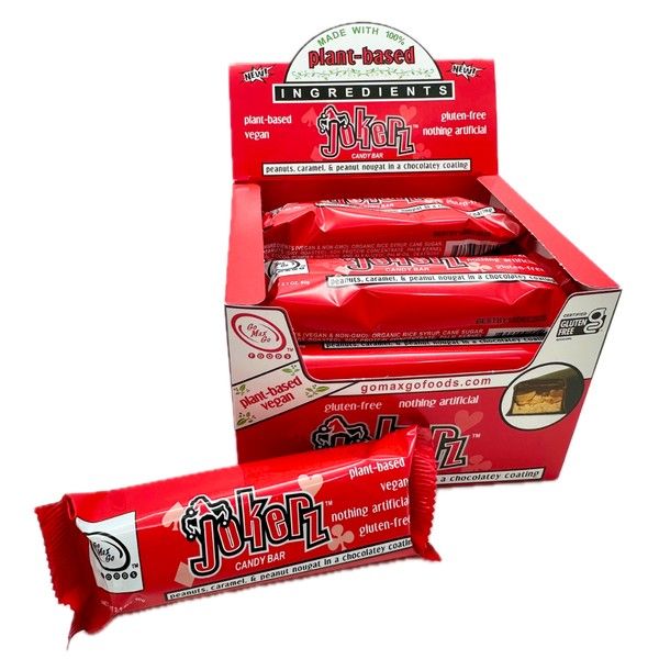 Jokerz Chocolatey  Peanut Nougat Candy Bar Plant Based Vegan 2.14oz 12ct