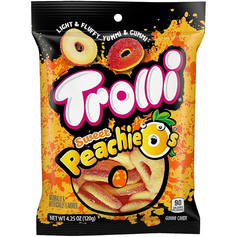 Trolli Sweet Peachie O's Peach Ring Gummy 4.25 oz Peg Bag