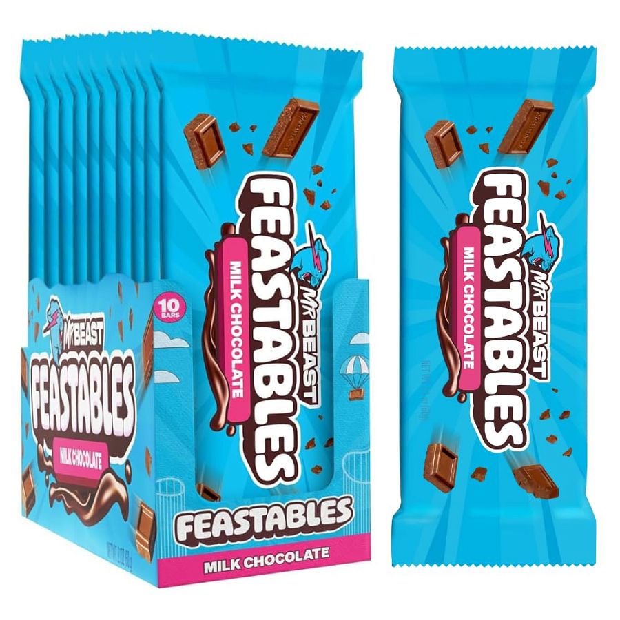Feastables Mr Beast Milk Chocolate Bars King Size  2.1 oz 10ct