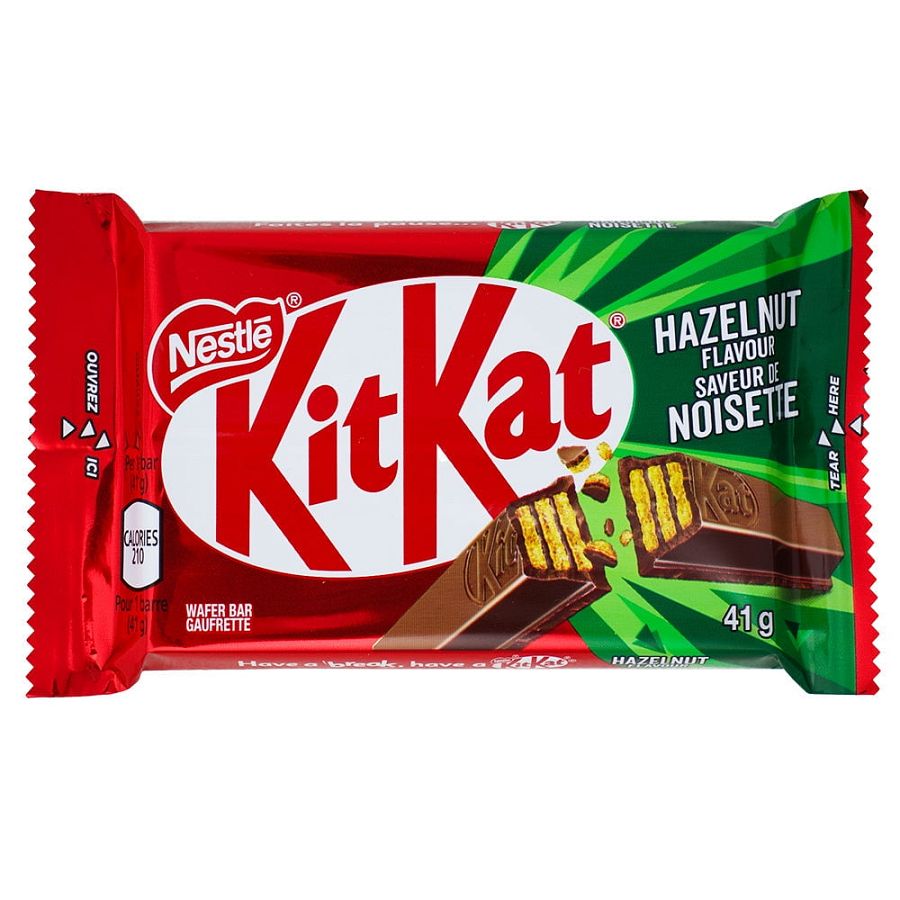 Nestle UK Import Kit Kat Hazelnut Chocolate Bar 41.5g 24ct