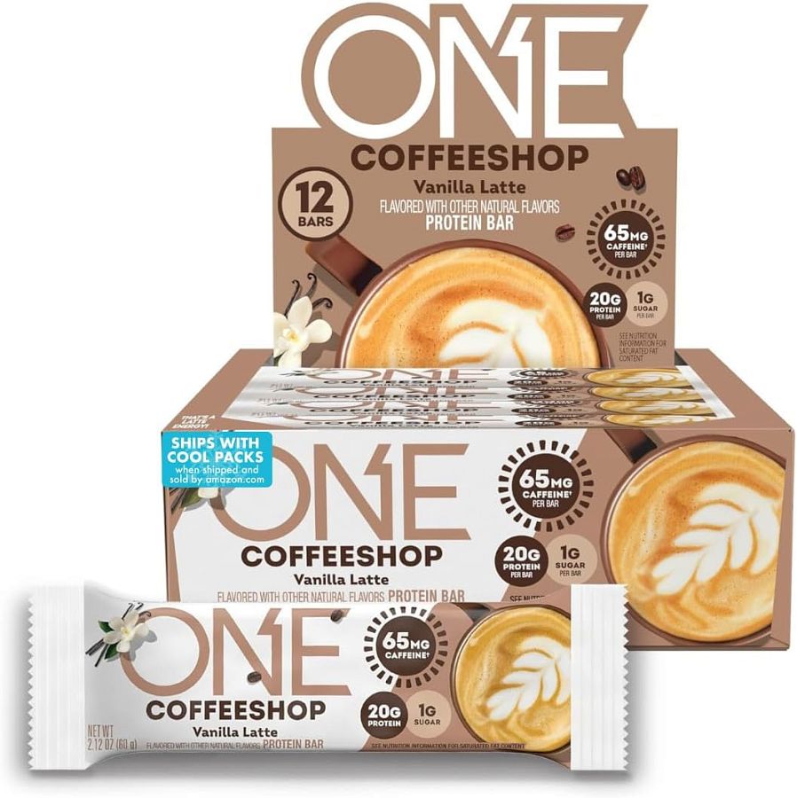 One Coffeeshop Protein Caffeine Bar Vanilla Latte 2.12 oz 12 ct