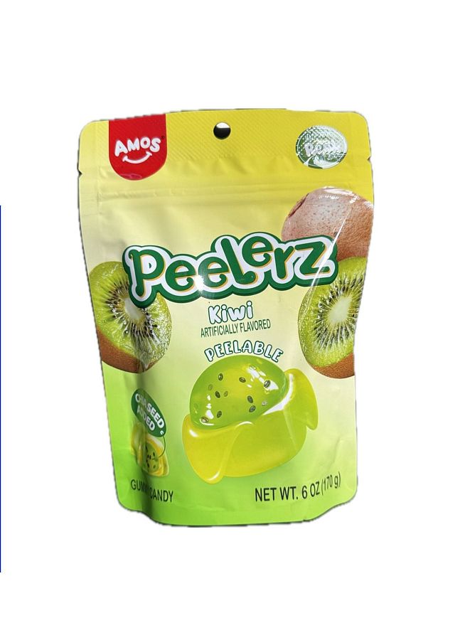 Amos Peelerz Kiwi Gummy Candy 6 oz 12 ct