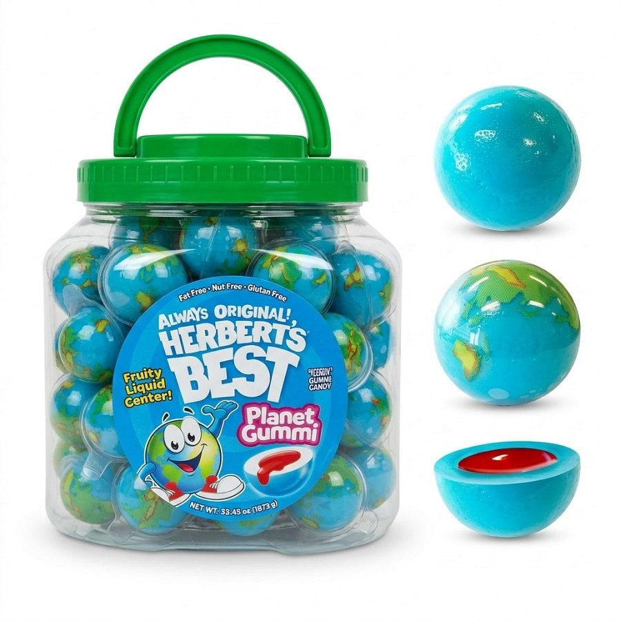 Herbert's Best Planet Gummi Juice Filled Gummy Candy Tub 85ct