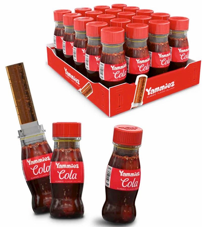 Yammiez Greece Import Cola Bottle Push Lollipop 20ct Tray