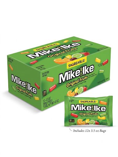 Mike & Ike Original Fruits Chewy Candy Share Size 3.5oz 12ct Tray