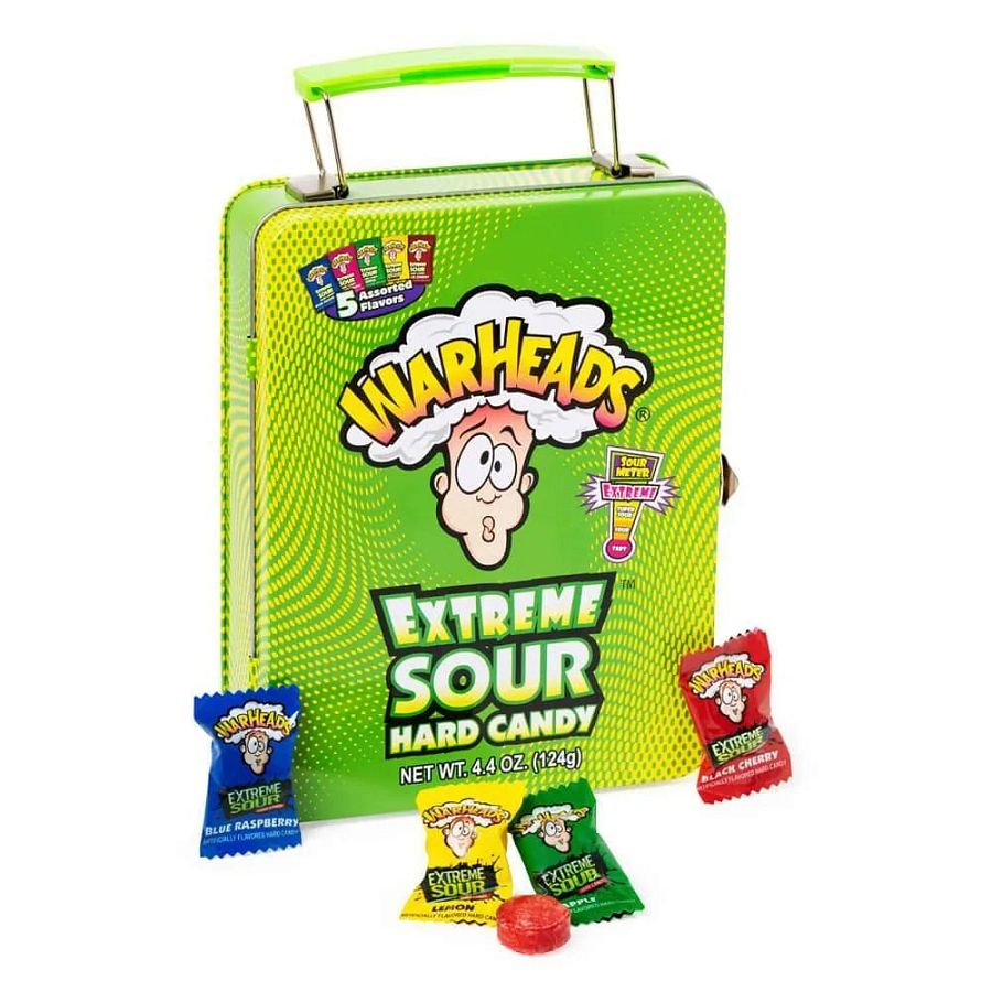 Warheads Extreme Sour Mega Lunch Box Tin Filled Candy 4.4 oz