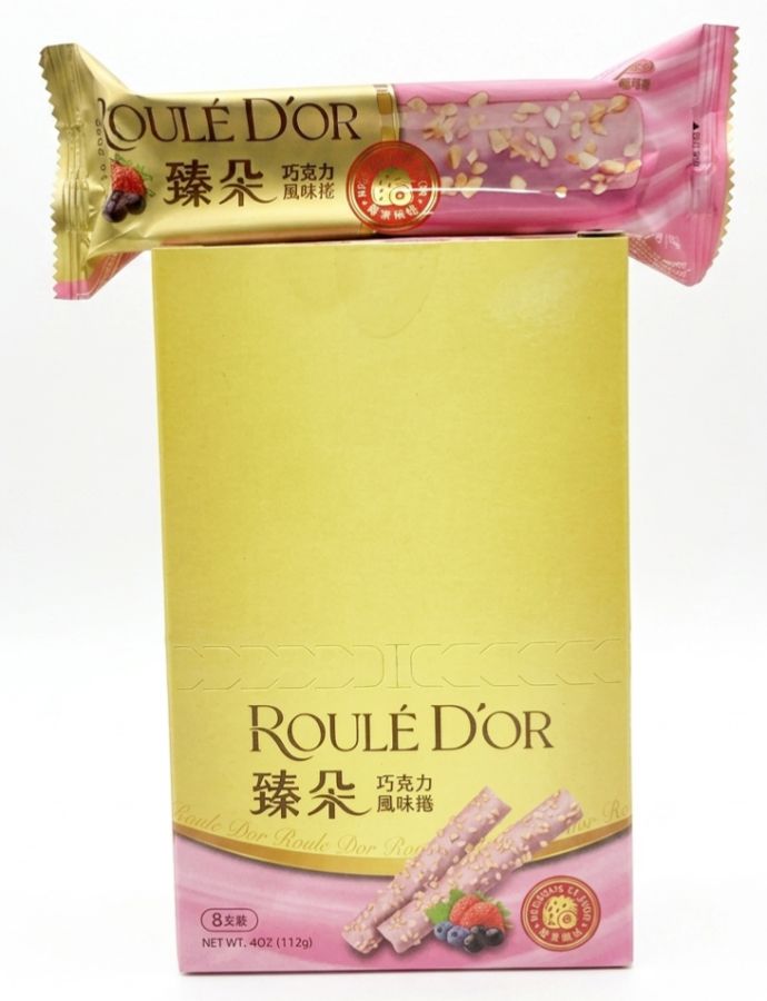 Roule D'or Taiwan Import Serena Berry Choco Flavor Wafer Roll 8ct Tray