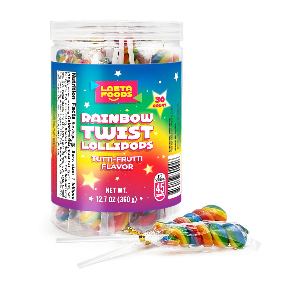 Liberty Rainbow Twists Lollipops Tutti Frutti Rainbow 12.7 oz 30 ct 5"