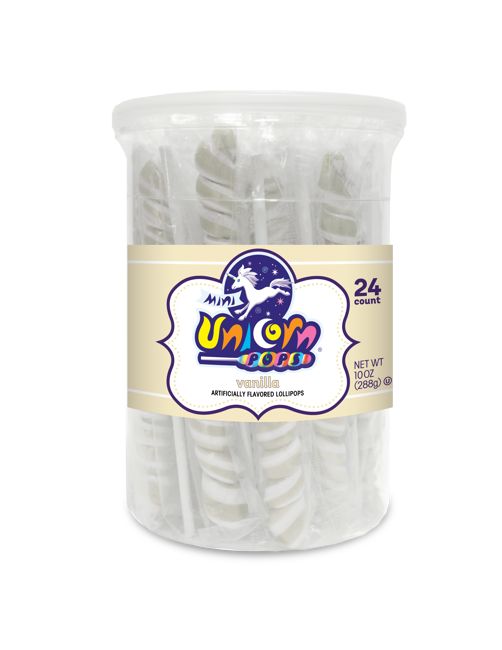 Mini Unicorn Pops Spiral Twist White Lollipop 24 ct 6.5"