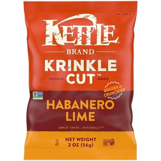Kettle Brand Potato Chips Krinkle Cut Habanero Lime 2oz 6ct