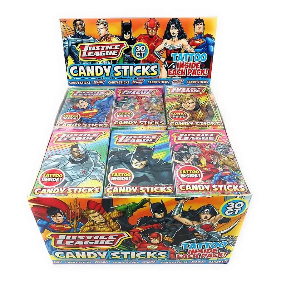 World's Justice League Comics Candy Cigarette & Tattoo 30 ct