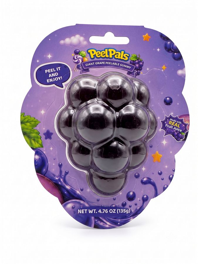 Peel Pals Giant Peelable Grape Gummy Candy Real Juice 4.76oz 6 Pack