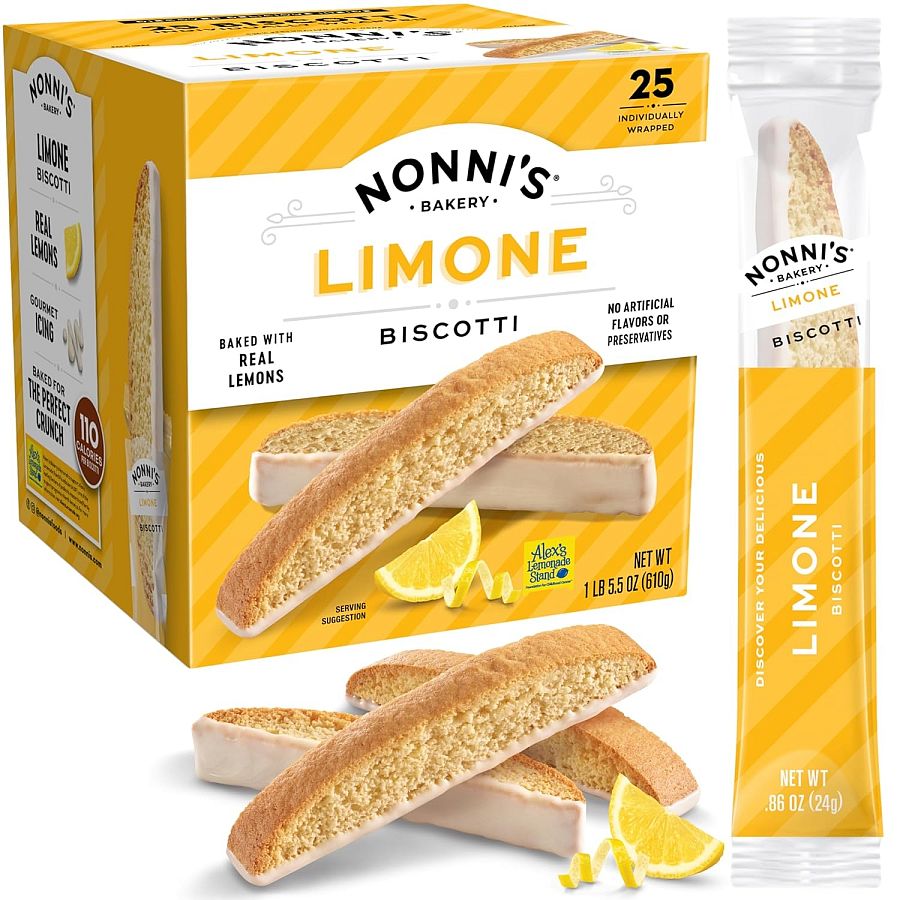 Nonni's Limone Lemon Biscotti Wrapped 25 ct 21.5 oz Changemaker