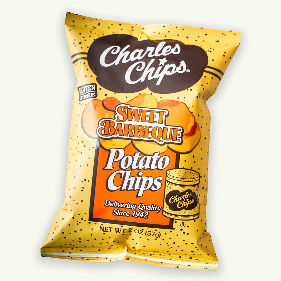 Charles Chips Sweet BBQ Barbecue Potato Chips 2 oz 30 ct Box