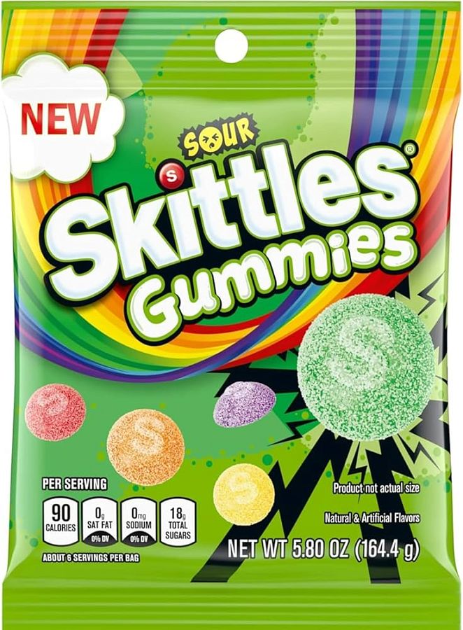 Sour Skittles Gummies 5.80 Oz Peg Bag
