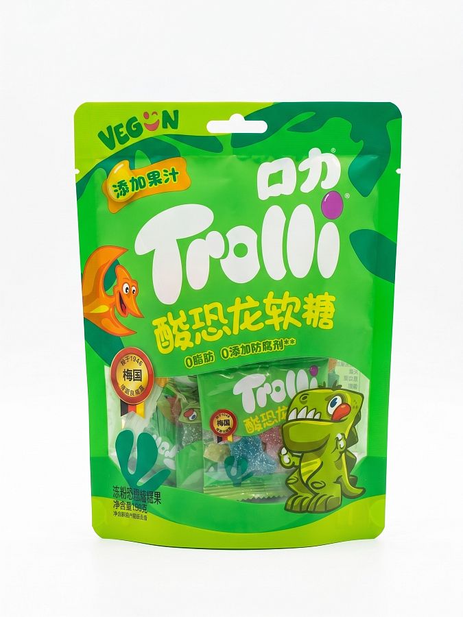 Trolli Import Dino Dinosaur Gummy Candy 3.17 Peg Bag 6 Pack