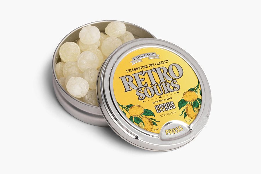 Retro Sours Citrus 8 Ct 60 Gram Tins Tray