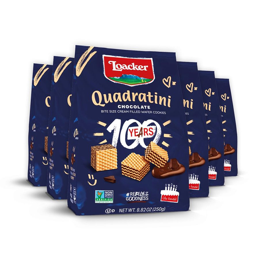 Loacker Quadratini Chocolate Wafer Bite Size Cookie Bag 8.82 oz 6ct