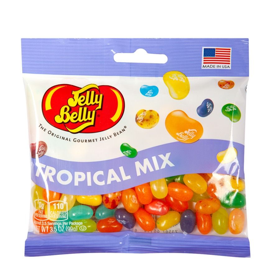 Jelly Belly TROPICAL MIX Jelly Bean Peg Bag 3.5 oz 12 ct