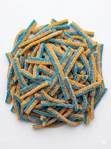 Turkish Import Mandarin Raspberry Lace Spaghetti Gummy Candy  2.2 lb