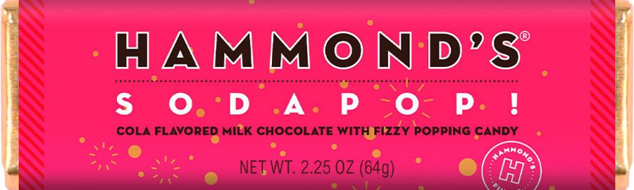 Hammond's Cola Flavor Popping  Milk Chocolate Bar 2.25 oz 12 ct