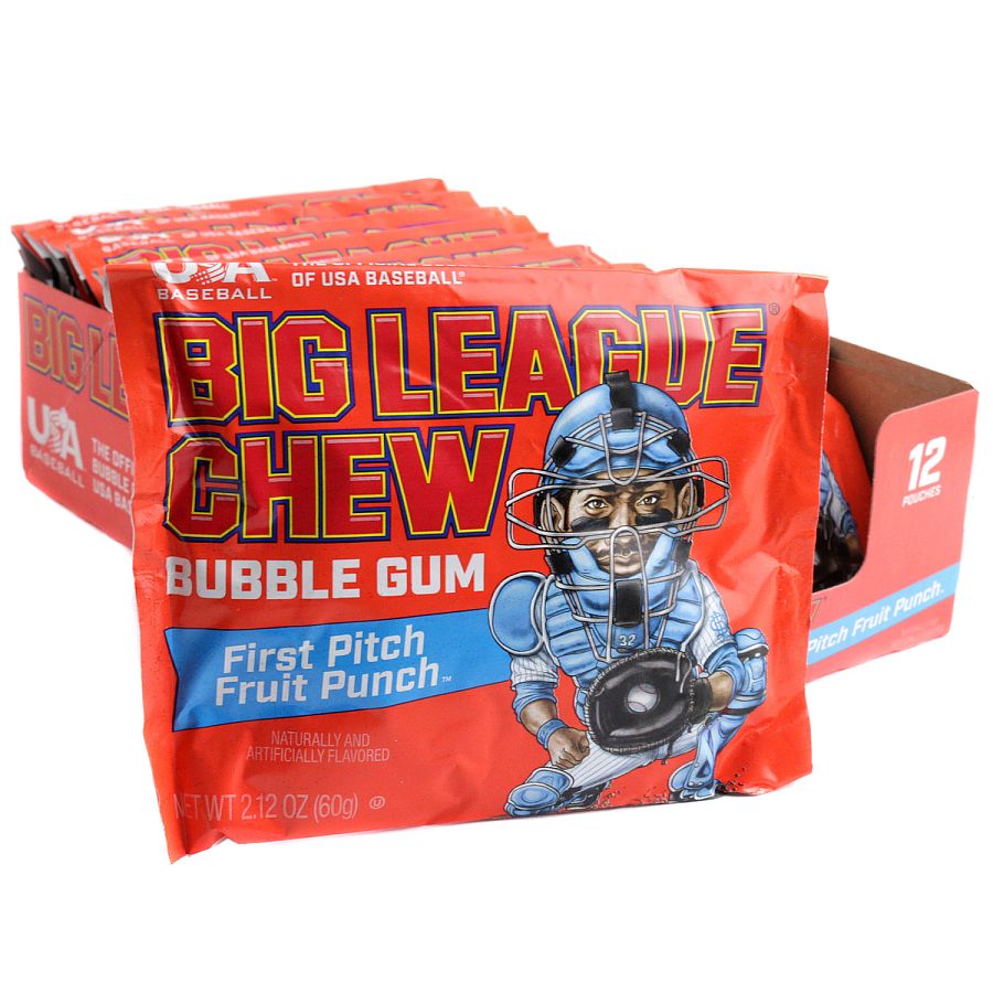 Big League Chew Fruit Punch Pouch Gum 2.12 oz 12 ct