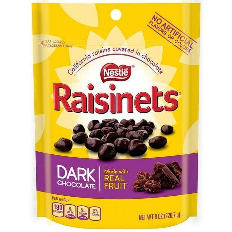 Raisinets DARK Chocolate Covered Raisins 8 oz Bag 4 ct