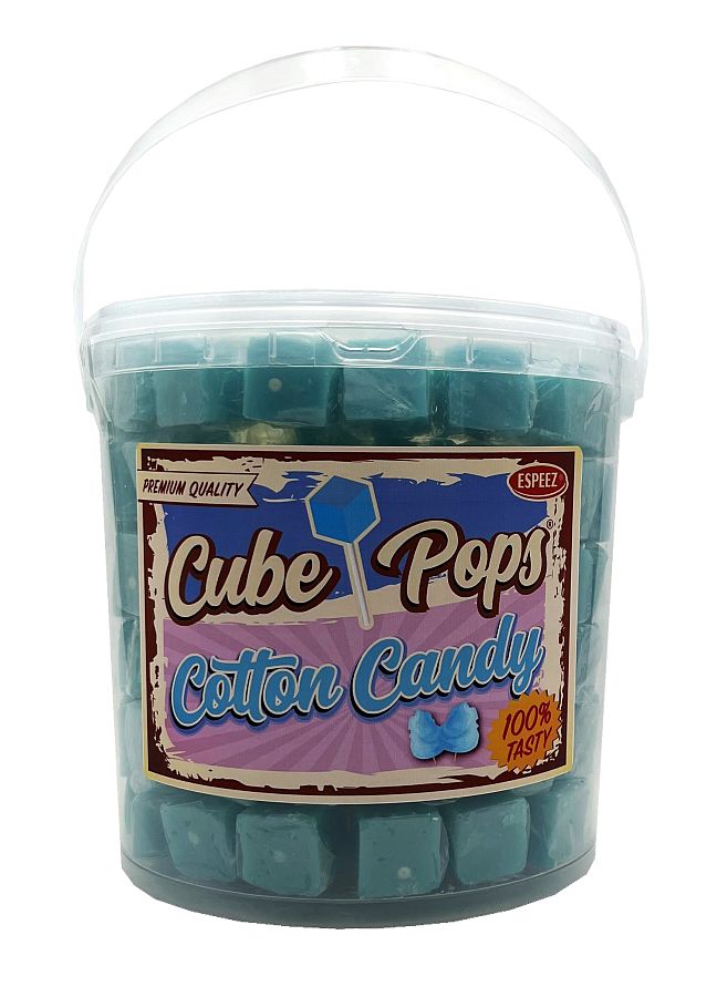 Espeez Retro Cube Pop Lollipop Cotton Candy Blue 100 ct Tub