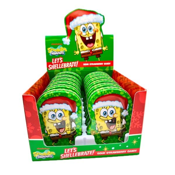 Boston America Christmas Spongebob Let's Shellebrate Candy  Tin 12ct