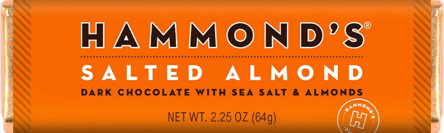 Hammond's Salted Almond Dark Chocolate Bar 2.25 oz 12 ct