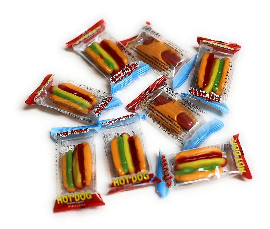 Efrutti Mini Gummy Hot Dogs 2 Pound Bulk bag